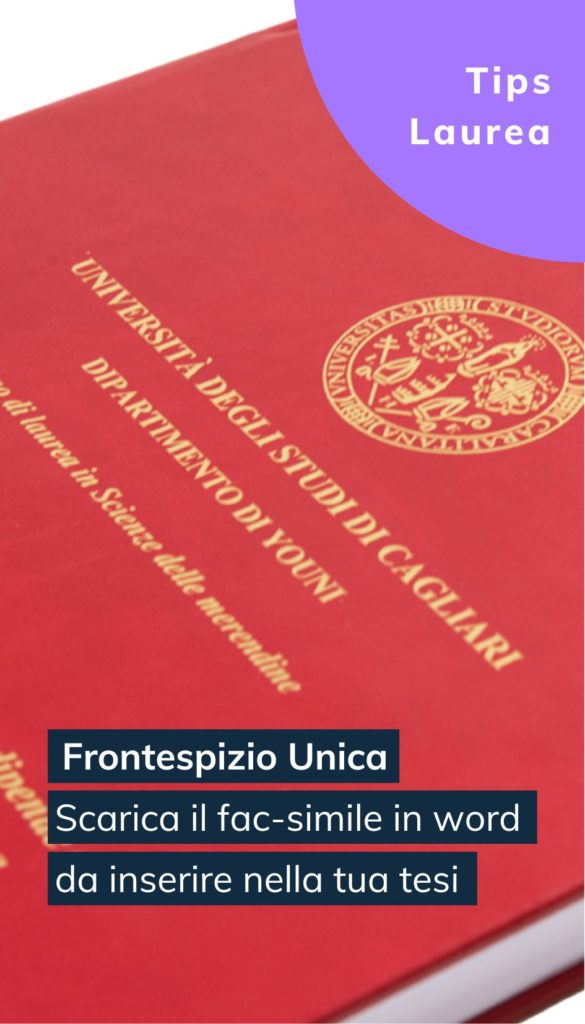 Fac-simile in formato word del frontespizio dell'Università di Cagliari da inserire nella copertina della tesi.